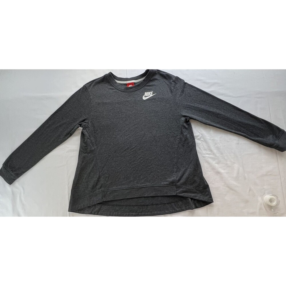 Nike Womens Large Gray Long Sleeve Round Neck Activewear Pullover Sweatshirt